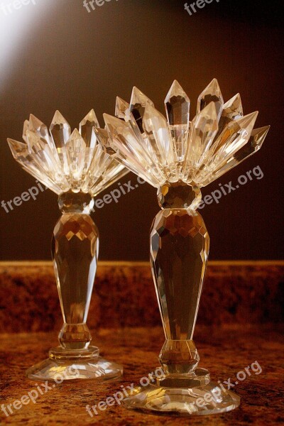 Candle Holder Crystal Design Clear