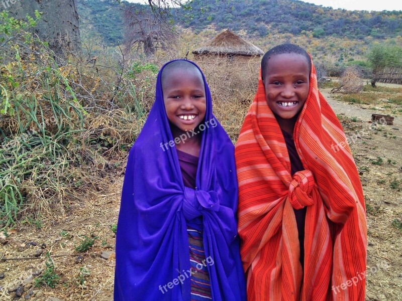 Massai Children People Boys Tanzania