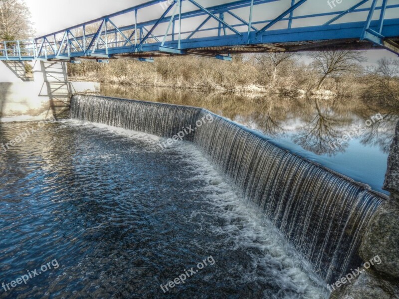 Weir Water River Trees Bridge