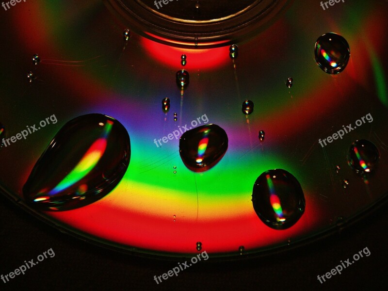 Cd Drops Of Water Colors Free Photos