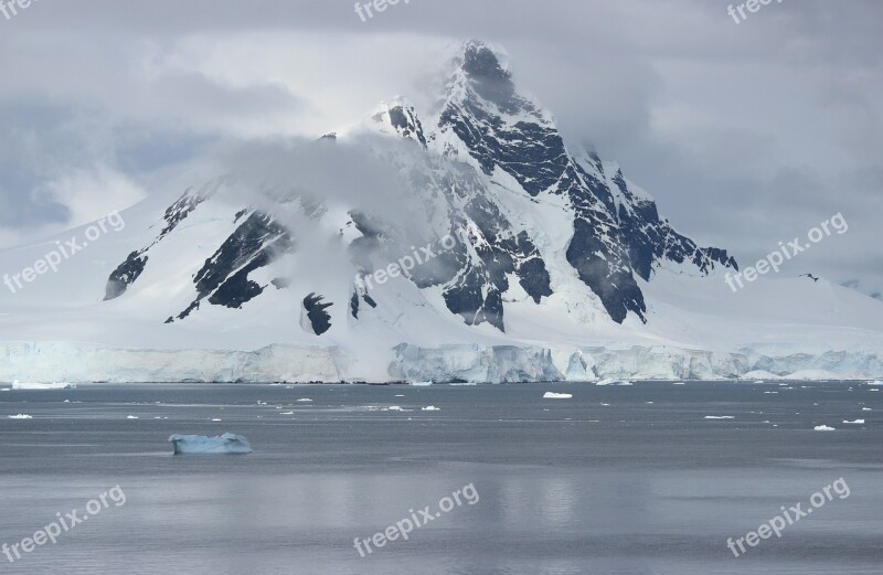 Antarctica Sea Landscape Floating Chunks Clouds