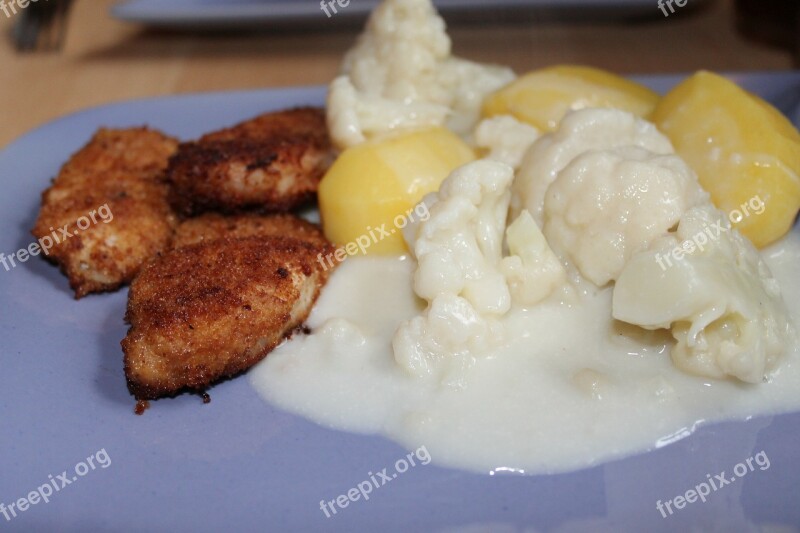 Schnitzel Cauliflower Vegetable Cauliflower Breaded Meat