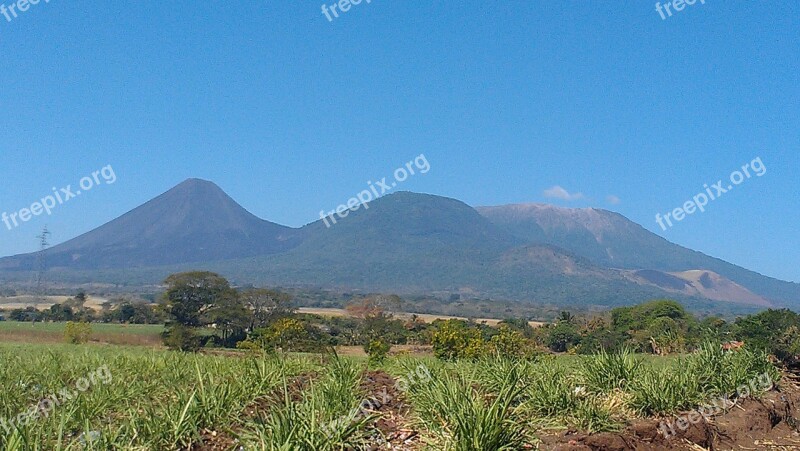 El Salvador El Sunza Panoramic View Of Volcanoes Izalco Cerro Verde And Santa Ana Free Photos