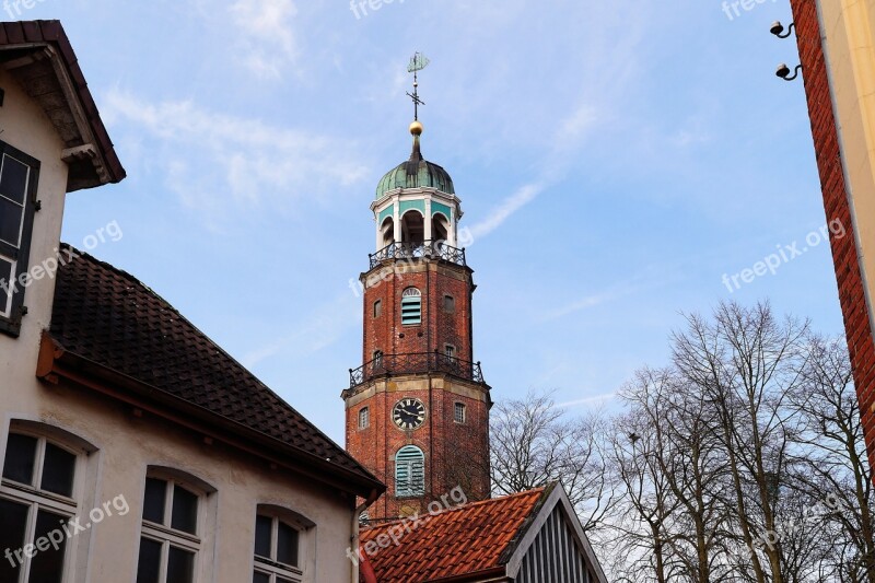 Church Empty East Frisia Steeple Church Clock