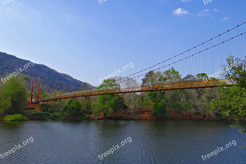 Gangavali River Hanging Bridge Scenic Greenery Western Ghats