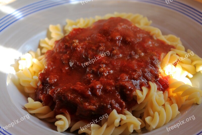 Meat Sauce Noodles Fusilli Bolognese Pasta