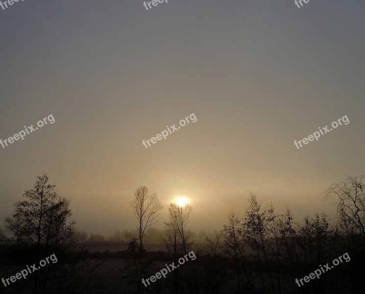 Morning Haze Backlighting Sunrise Free Photos