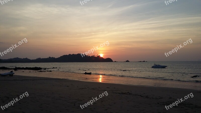 Sea Sunset Water Panorama Beach