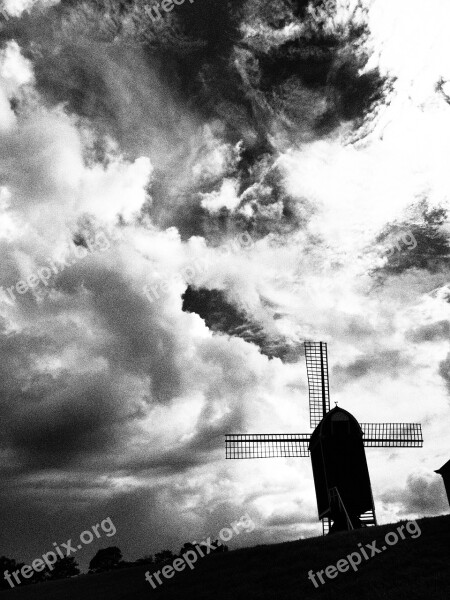 Wind Turbine Huis Ten Bosch Cloud Black And White Free Photos