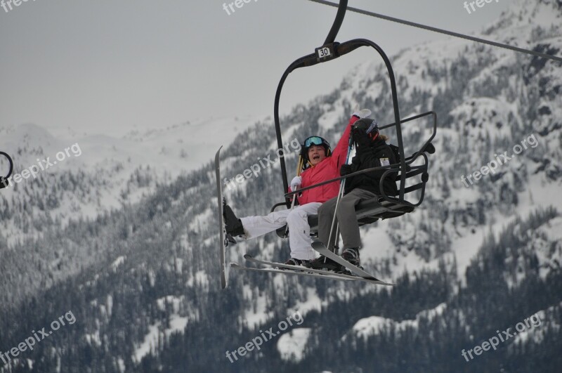 Skiing Whistler Canada Ski Lift British Columbia