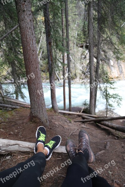 Hiking Break Resting Legs Shoes