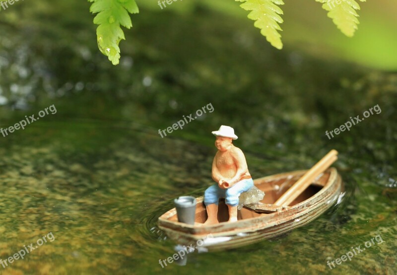 Boat Water Pond Angler Miniature