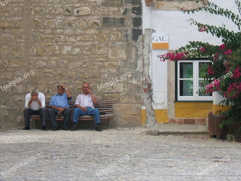 Wall Old Men Man Bench Old