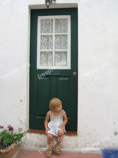 Door Little Girl Green Window Windows