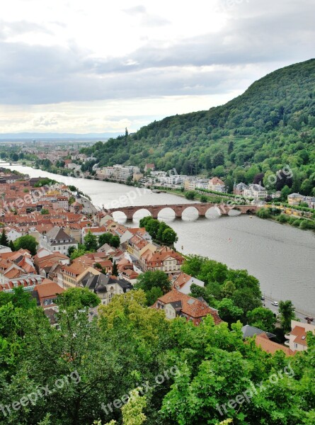 Heidelberg Bridge Germany River Hill