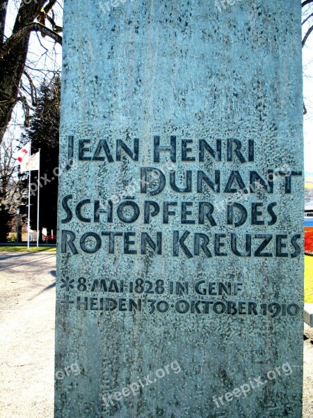 Monument Back Inscription Jean Henri Dunant Red Cross