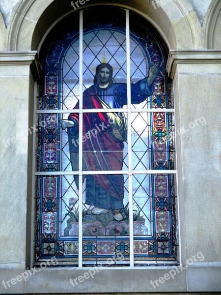 Church Building Sand Stone Window Painted