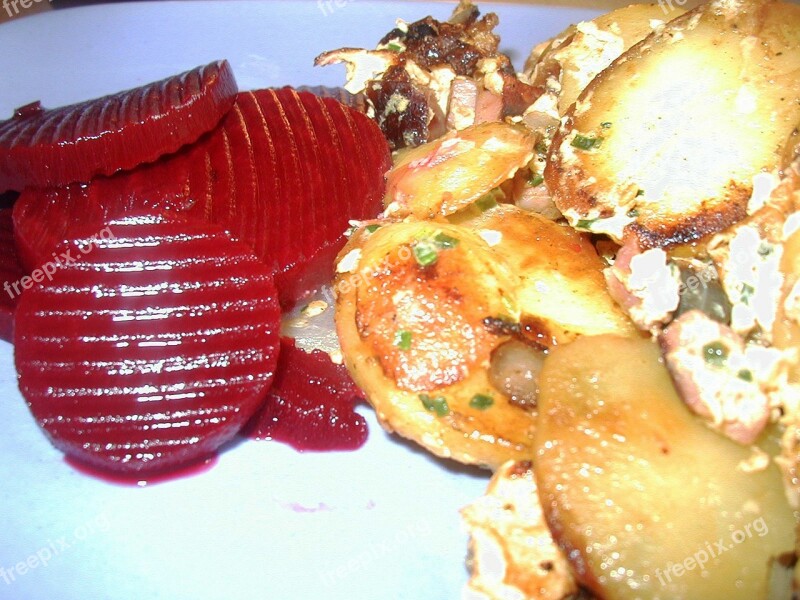 Beetroot Fried Potatoes Potatoes Lunch Substantial