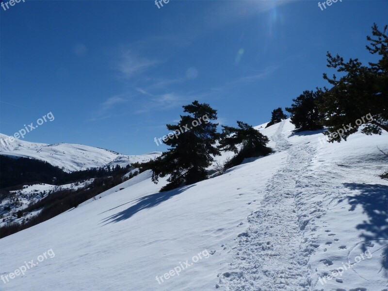 Hiking Mountain Winter Snow White