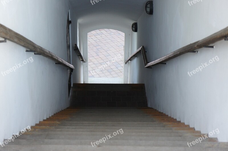 Stairs Gradually Down Away Stone Steps