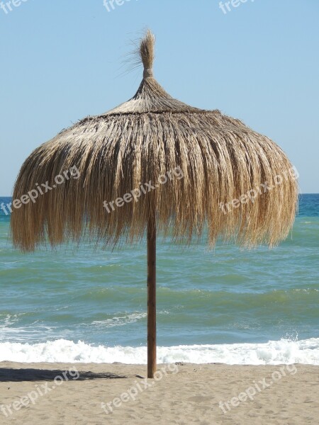 Beach Umbrella Sea Nature Mediterranean Torremolinos