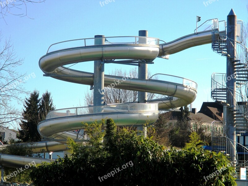 Water Slide Outdoor Pool Seaside Resort Romanshorn Thurgau