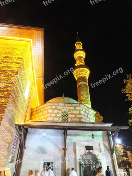 Mosque Minaret Night Architecture Free Photos