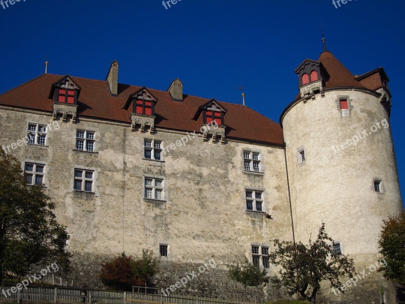 Gruyere Castle Switzerland Castle Wall Tower Middle Ages