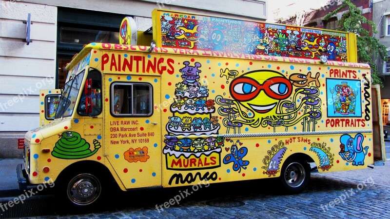 Colorful Vans Cheerful Advertising Advertisement Free Photos