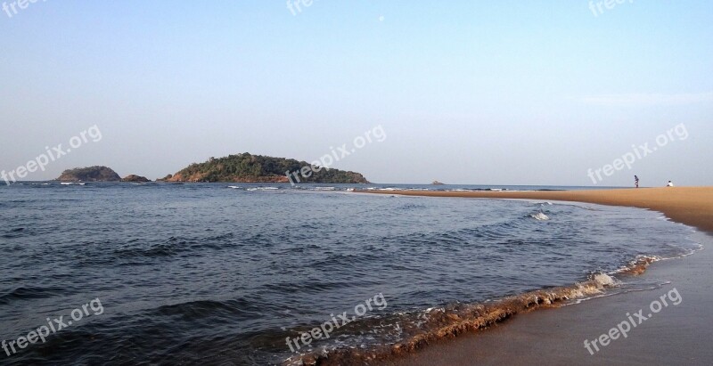 Sandbar Sea Waves Rocky-outcrop Karwar