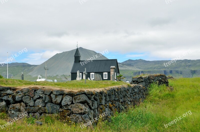 Iceland Budakirkja Snæfellsjökull Church Mountain