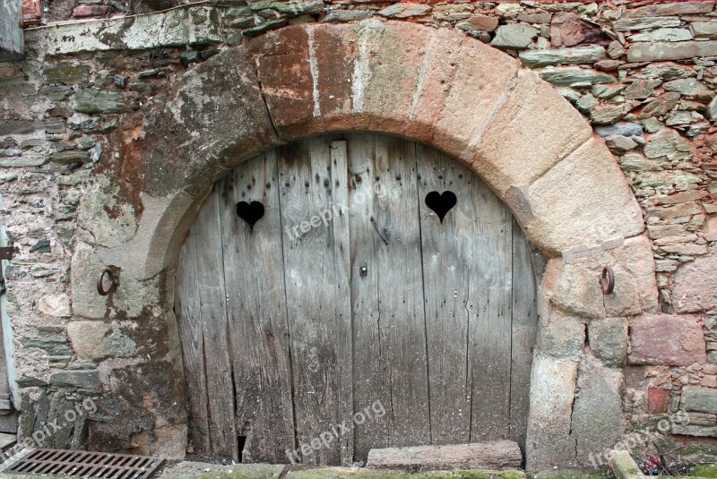 Old Door Heart Shapes Ancient Door With Hearts Arched Doorway Wooden Door