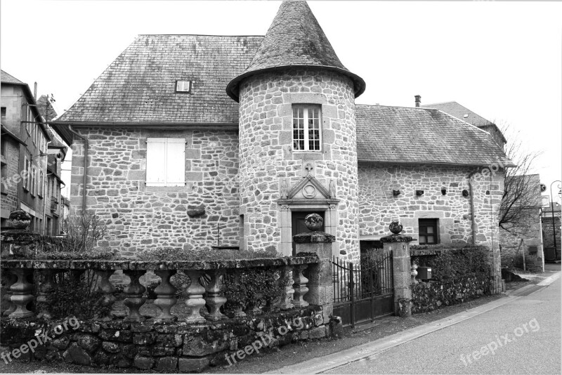 Turret Stone House Black And White Ancient House French Stone House