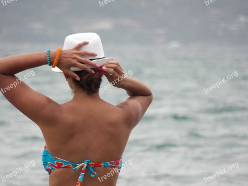 Woman Back Hair Hat Elegance