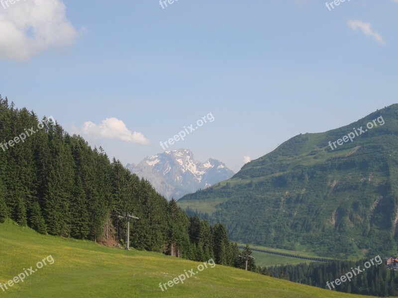 Mountains Forest Lift Outlook Alm