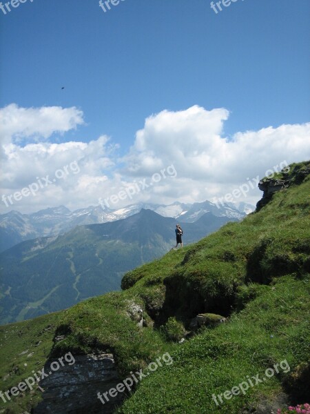 Hiking Trekking Mountains Nature Sky