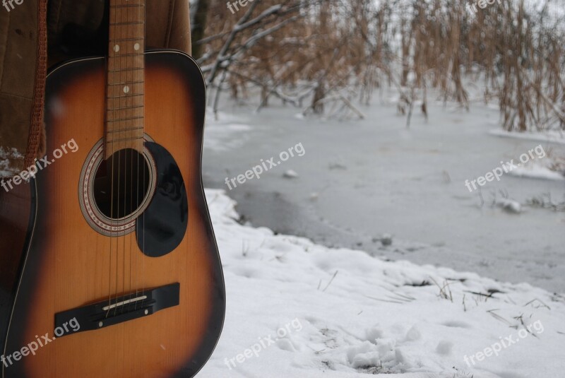 Guitar Winter Music Snow Instrument