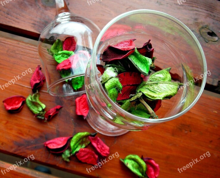 Wine Glasses Flower Day Bright Wooden Desk