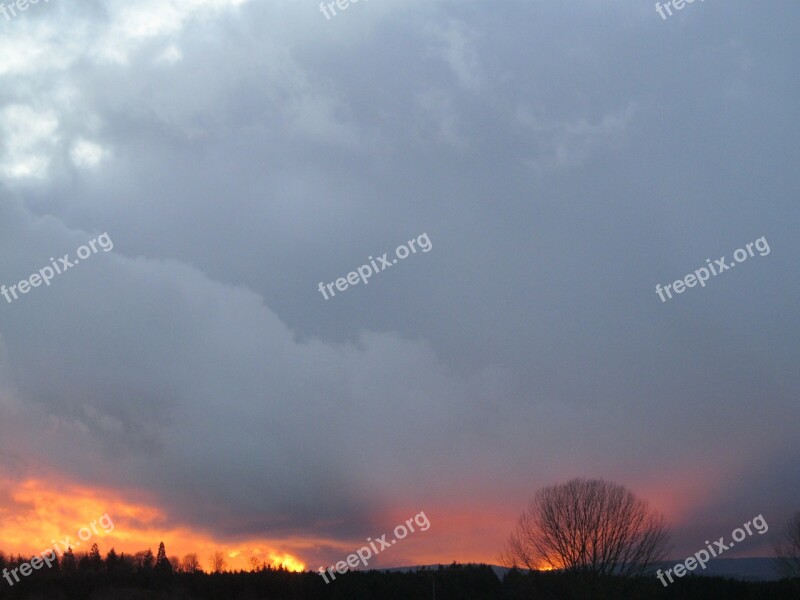 Sunset Evening Sky Afterglow Winter Sunset Sky