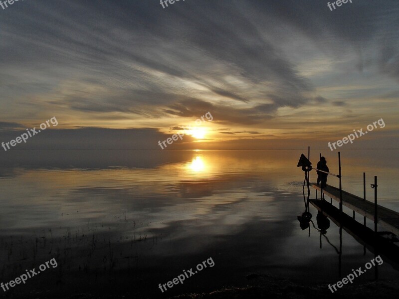 Danmark Sundown Water Clouds Sea