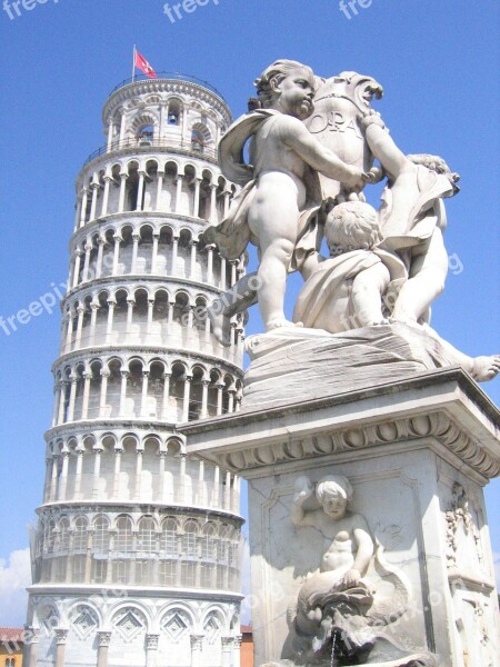 Italy Pisa Tower Statue Summer