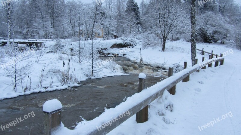 Winter Snow Rapids Finnish Water