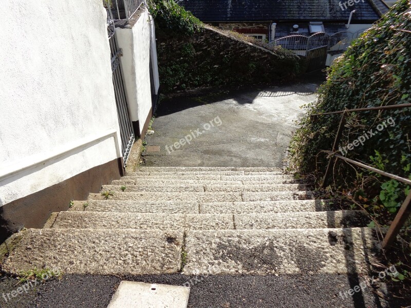 Downstairs Stone Steps Outdoors Down