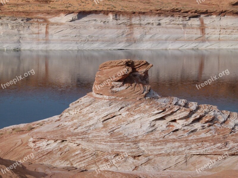 Red Rock Formation Reflection Sandstone Erosion Hot