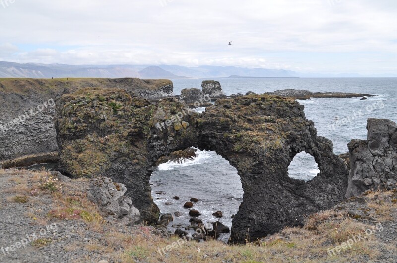 Iceland Lava Beach Water Rock