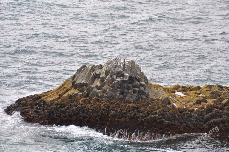 Iceland Water Rock Black Stone Erosion