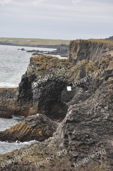 Iceland Lava Beach Water Rock