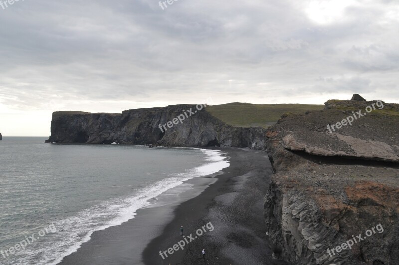 Iceland Lava Beach Water Rock