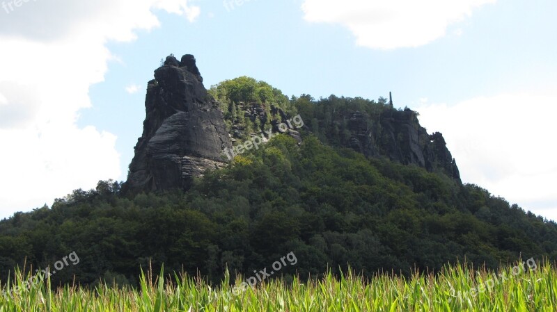 Saxon Switzerland Lily Stone Sandstone Mountain Panoramic View To The Lilienstein Landscape