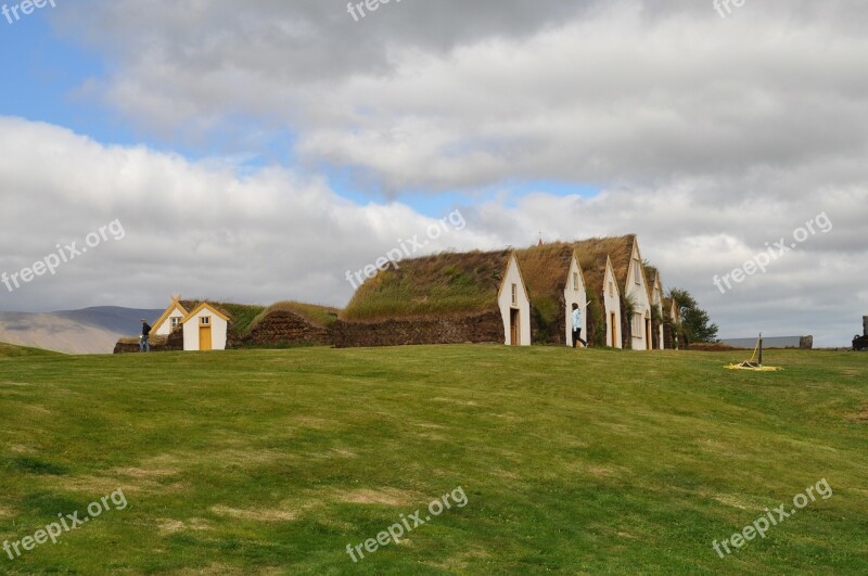 Torfhaus Grass Roof Iceland Hut Building